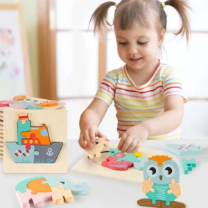 Puzzle en bois 3D de haute qualité pour bébé, jouets éducatifs d'apprentissage précoce.