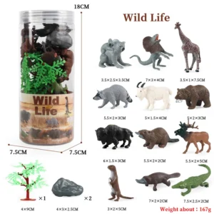 Set de Figurines Miniatures - Animaux Sauvages, Ferme, Dinosaure et Vie Marine