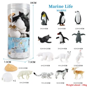 Set de Figurines Miniatures - Animaux Sauvages, Ferme, Dinosaure et Vie Marine