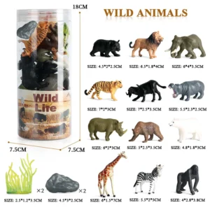 Set de Figurines Miniatures - Animaux Sauvages, Ferme, Dinosaure et Vie Marine