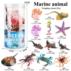 Set de Figurines Miniatures - Animaux Sauvages, Ferme, Dinosaure et Vie Marine